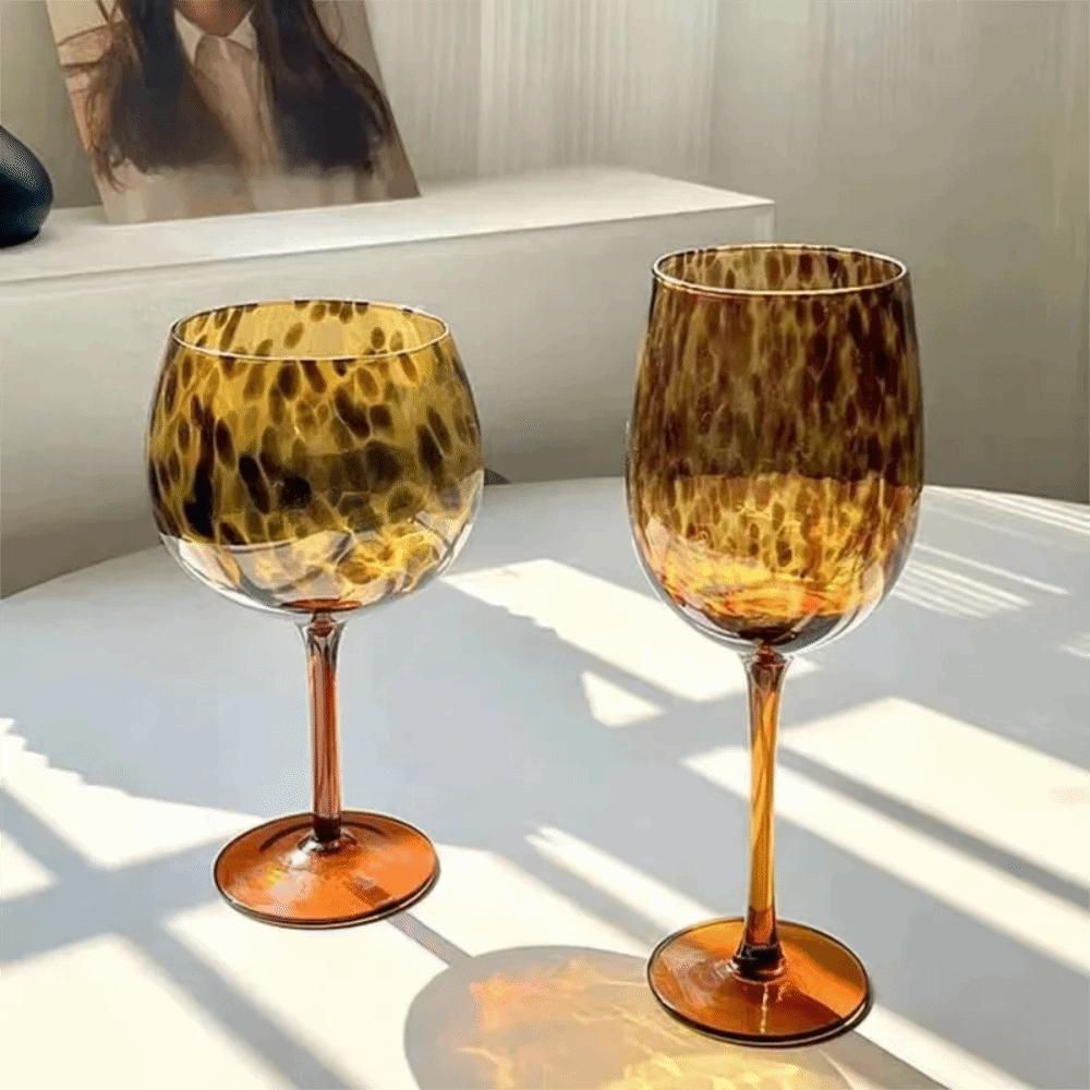Szklany Kieliszek Highball w Cętki Leoparda Vintage Kubek na Napoje Elegancki Kieliszek do Wody Stół Jadalny