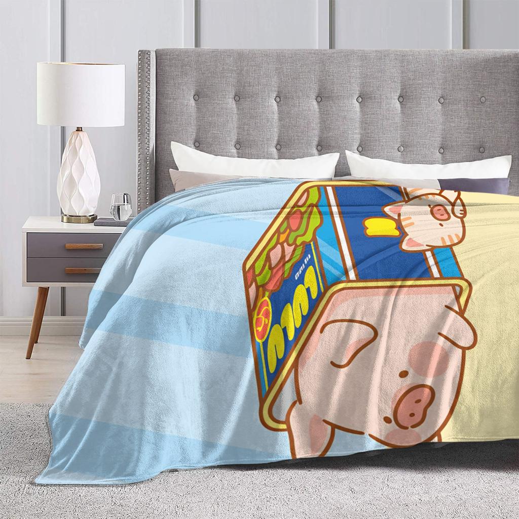 Cartoon L-Lulu Pig  Flannel Blankets  Warm Soft Bedding Throws for Living Room Airplane Travel Funny Bedspread Sofa Bed Cover