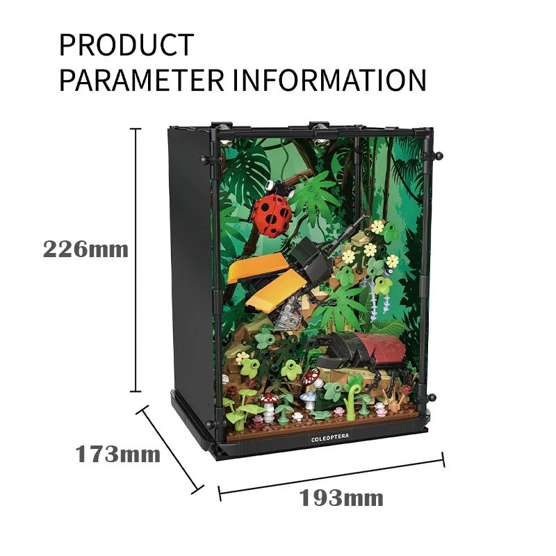 

Beetle Family Ecological Box Building Blocks Insect Rainforest Scene Model Bricks With Light Kids Educational Toys Holiday Gifts