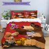 Masha Bear Adventure Print 3Pcs Bedding Setduvet Cover With 2 Bedropillowcase Home Birthday Gift