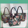 Ethnic Style Embroidered Canvas Handbag With Zipper Closure For Casual Daily Use