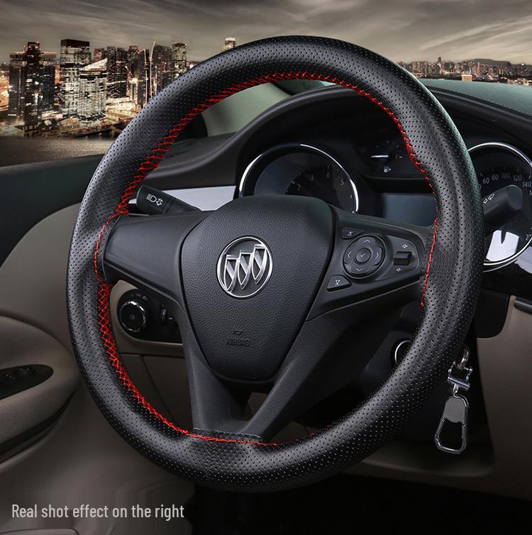 Cowhide Leather Hand-Stitched Steering Wheel Cover - Multiple Sizes & Colors Available