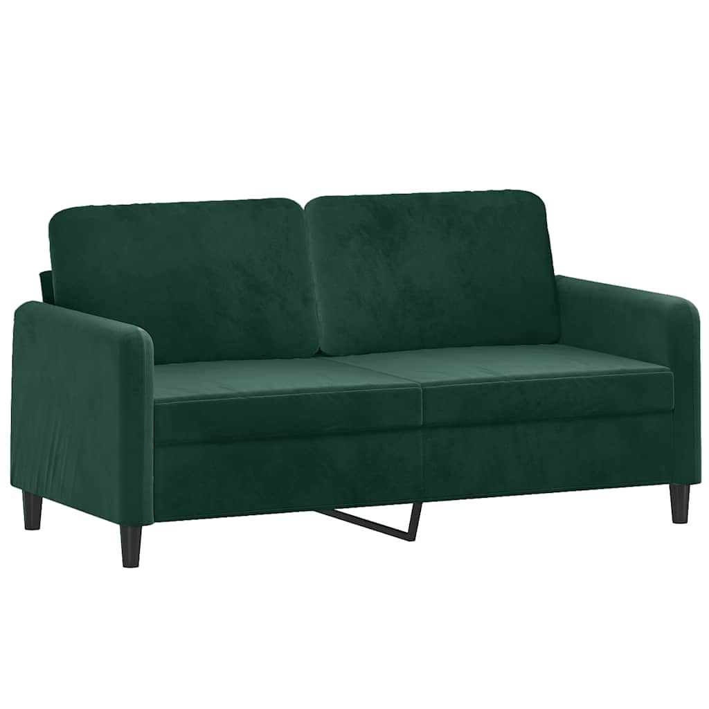 2 Piece Sofa Set with Cushions Dark Green Velvet