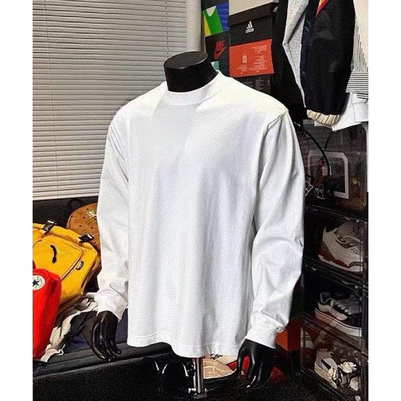 

Pure Cotton 310g White Men s Long-Sleeve Heavyweight Undershirt for Spring/Autumn - Small Neckline Cleanfit Sweatshirt M (Under 100 jin) білий