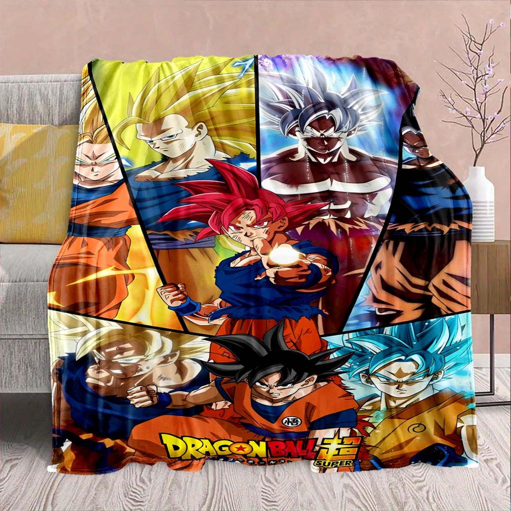Dragon Ball Anime Flannel Blanket - Soft Warm Perfect for Sofa, Bedding Camping Travel Office Home Decor -QJY