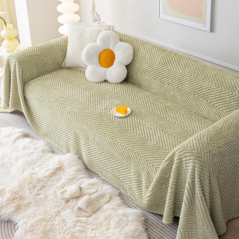 Simple Style Large Herringbone Plush Sofa Towel Universal Living Room Universal Cover Cover