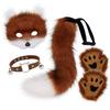 Halloween Fox Mask Set With Paws Gloves Cute Collar Furry Tail Cosplay Costume Party