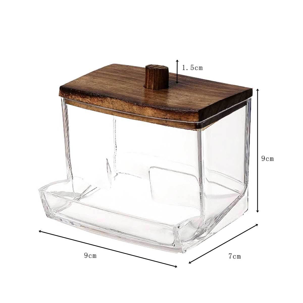 

Штабелируемая акриловая коробка для ватных палочек с бамбуковой крышкой и ромбовидным узором