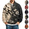 Men's Loose Fit Raglan Sleeve Sweatshirt with Stand Collar and Halloween Print for Parties and Daily Wear