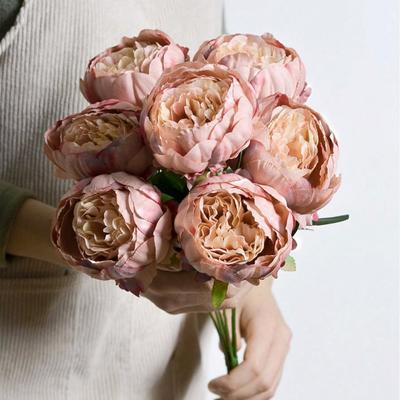 4 Pcs Fake Plants Bouquets Springs Flowers Total 12 Heads Artificial Silk Peony Wedding Home Decoration Table Indoor Decor
