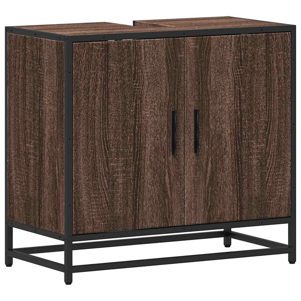 Bathroom Vanity Unit Brown Oak Effect 65 X 33 X 60 Cm