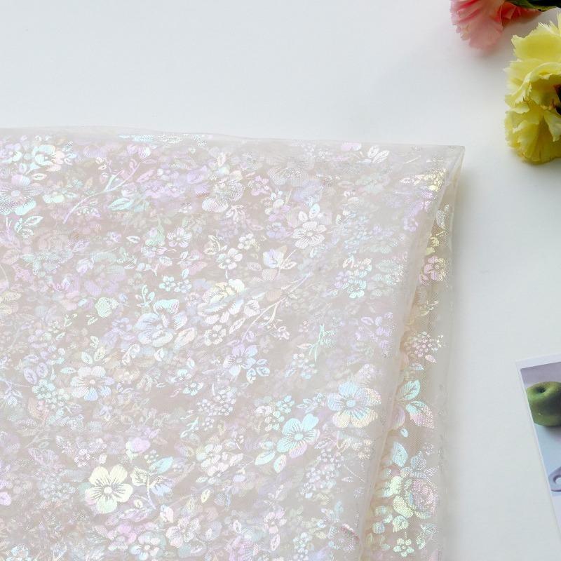 1/3/5 jardów iridescentna gradientowa drukowana tkanina siatkowa na ręcznie robione DIY szycie odzieży spodni spódnic akcesoria dekoracyjne wykończenia kokardek