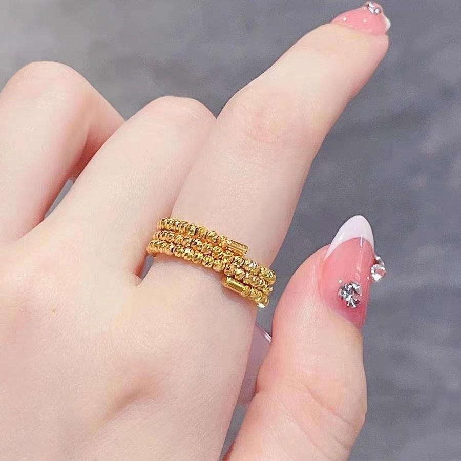 Vietnamese 2023 Elegant Sand Gold Memory Ring For Women With Stunning Sparkling Beads