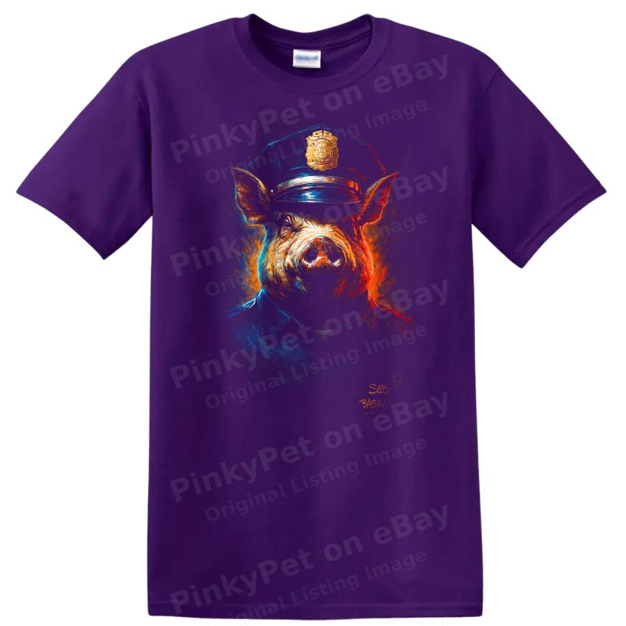 Police Pig Graphic T Shirt Urban Streetwear Animal Humor Tee