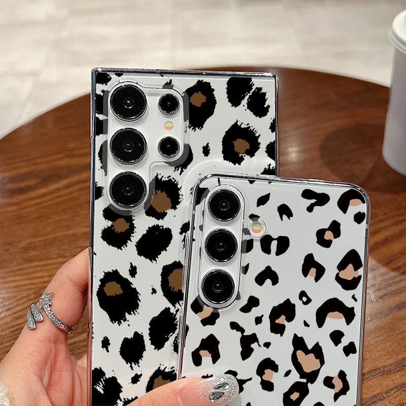 Leopard Print Pattern Clear Phone Case For Samsung Galaxy S26 S25 S24 S23 Ultra S22 Plus S25 FE A56 A36 A26 A55 A54 A15 PC Cover