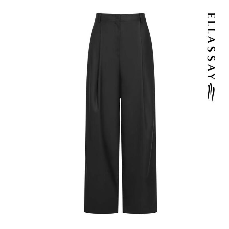 ELLASSAY Women's High-Waisted Pleated Wide-Leg Trousers