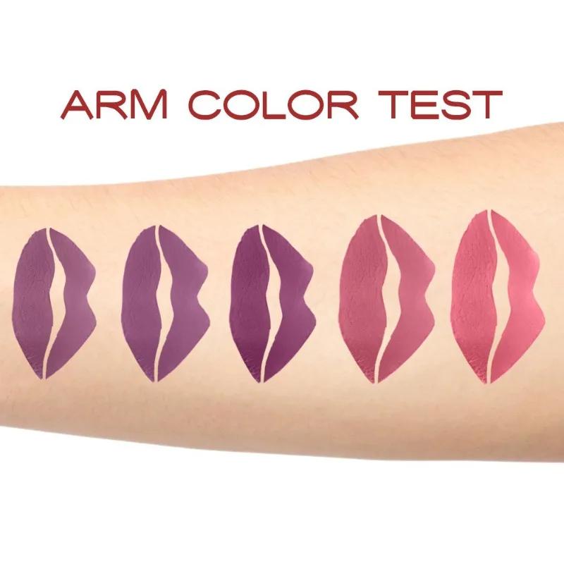 5 In 1 Matte Lipstick Crayon Kit Combo Red Purple Lip Tint Velvet Sexy Multicolour Lipstick Pen Non-stick Cup Lasting Lip Makeup