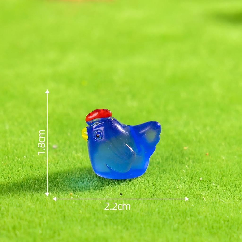 Luminous Rooster Resin Ornament: Colorful Small Animal Desktop Decor
