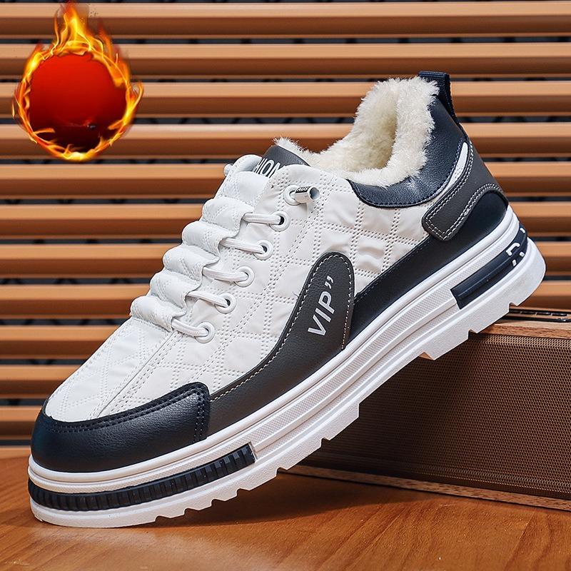 Winter Large Size Warm Men's Shoes Padded Low Top Work Boots Men's Casual Tide Shoes Sneakers Sports Cotton Shoes Comfortable Versatile Shoes