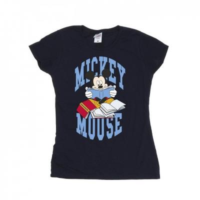 Womens/Ladies Mickey Mouse Reading Books Cotton T-Shirt