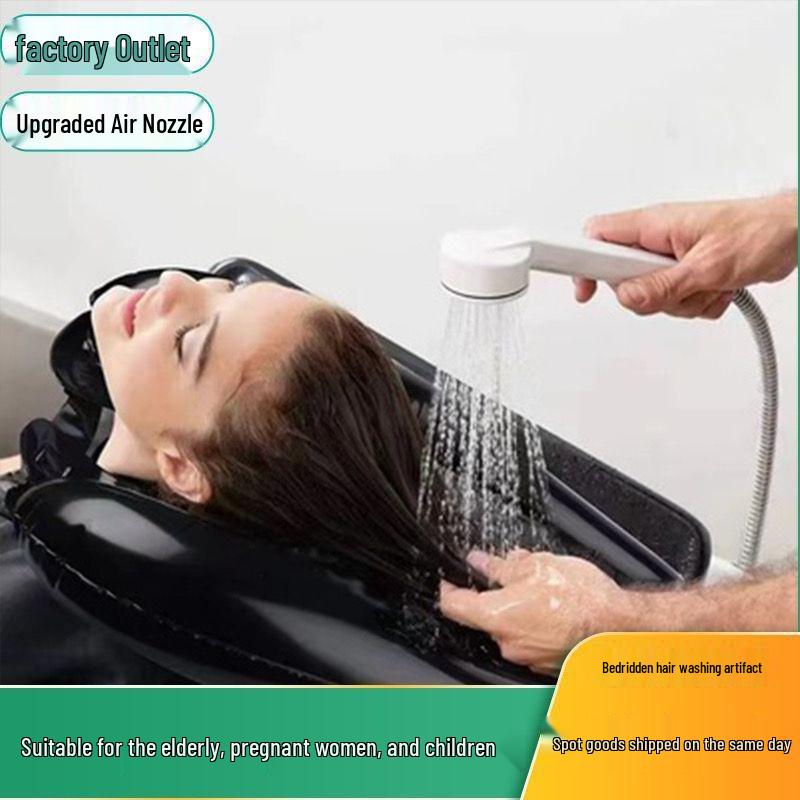 Portable Home Inflatable Wash Basin for Pregnant Women & Elderly, Foldable with Bedside Pillow