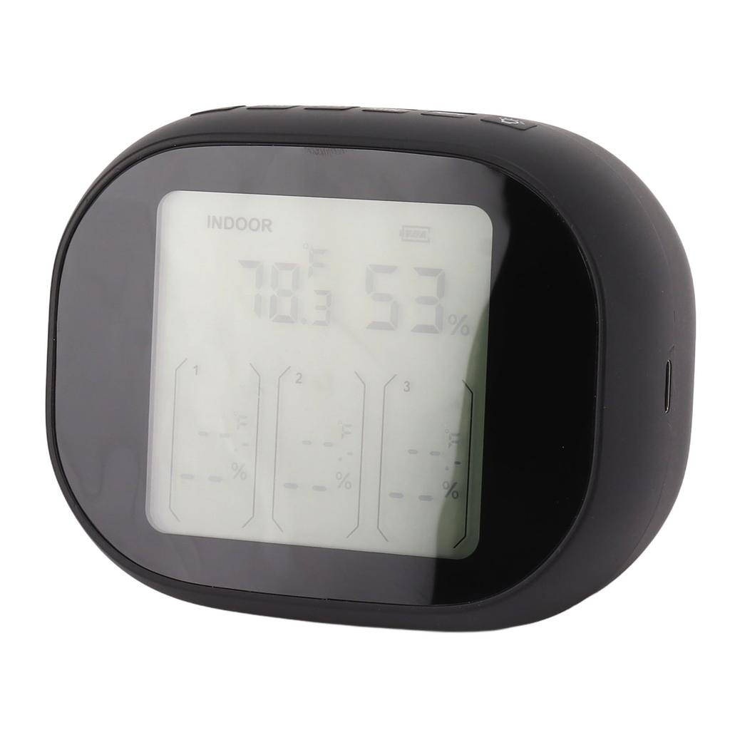 Indoor Outdoor Thermometer Celsius Fahrenheit Switching Visible At Night Wireless Black Temperature