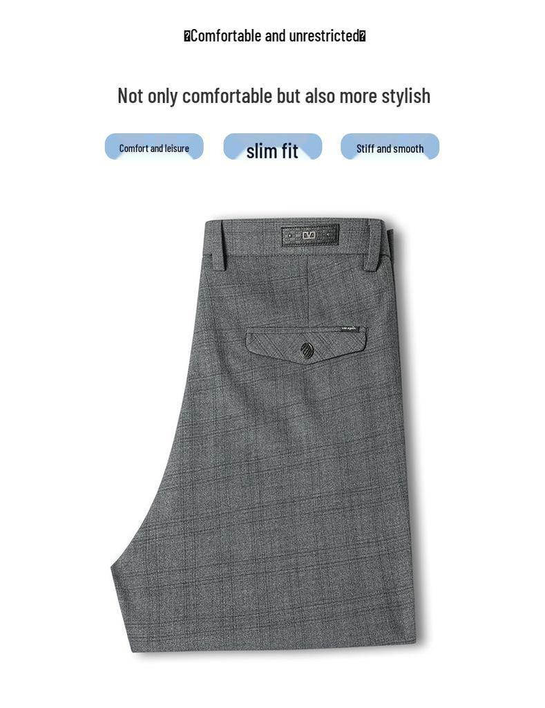 2026 Men's Slim Fit Cotton Linen Plaid Cropped Pants - Spring/Summer Korean Style Casual Wear