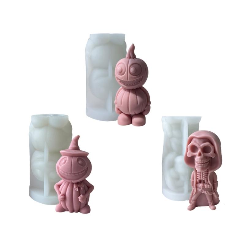 Halloween Skull Candle Silicone Mold DIY Plaster Resin Soap Making Pumpkin Aromatherapys Candle Mould Handmade Decor