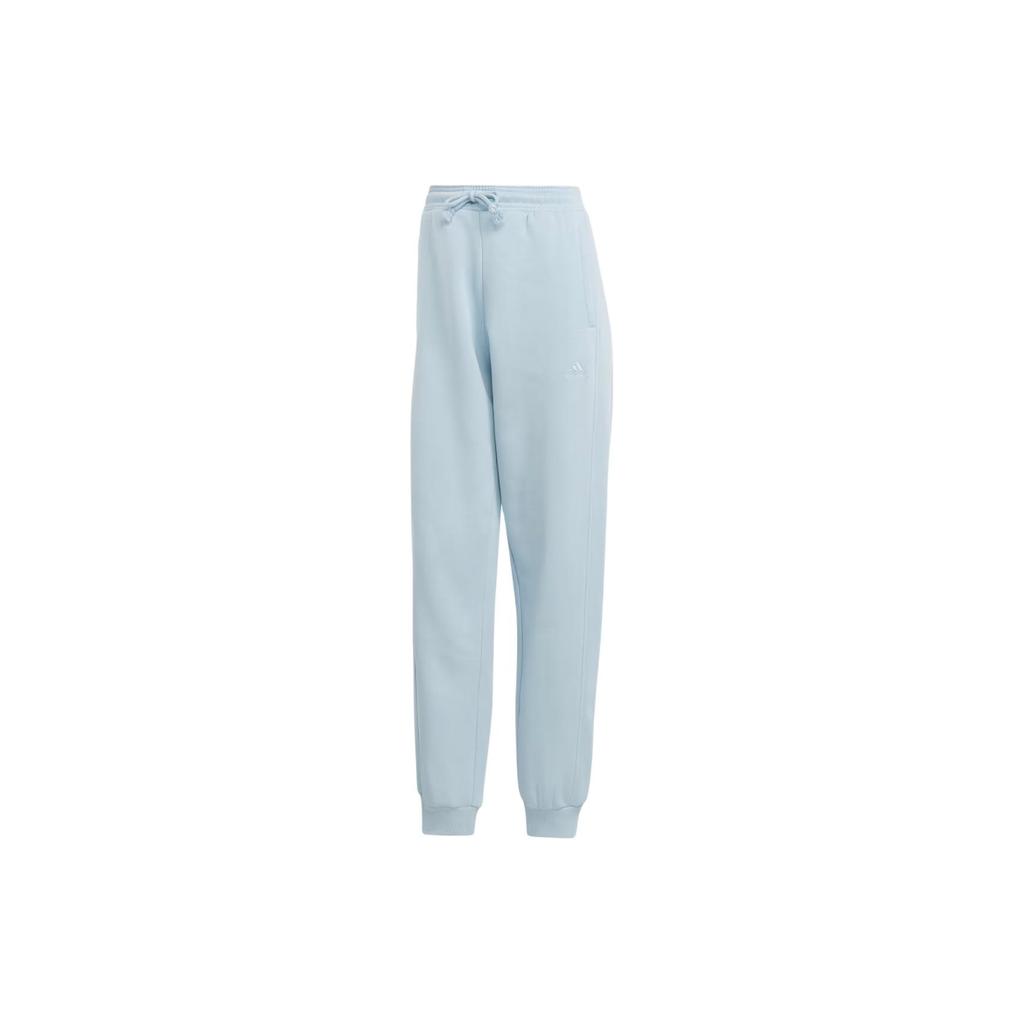 Adidas All Season Fleece Pants Solid Color Drawstring Cuffed Joggers Women Pants Light-Blue IM0328