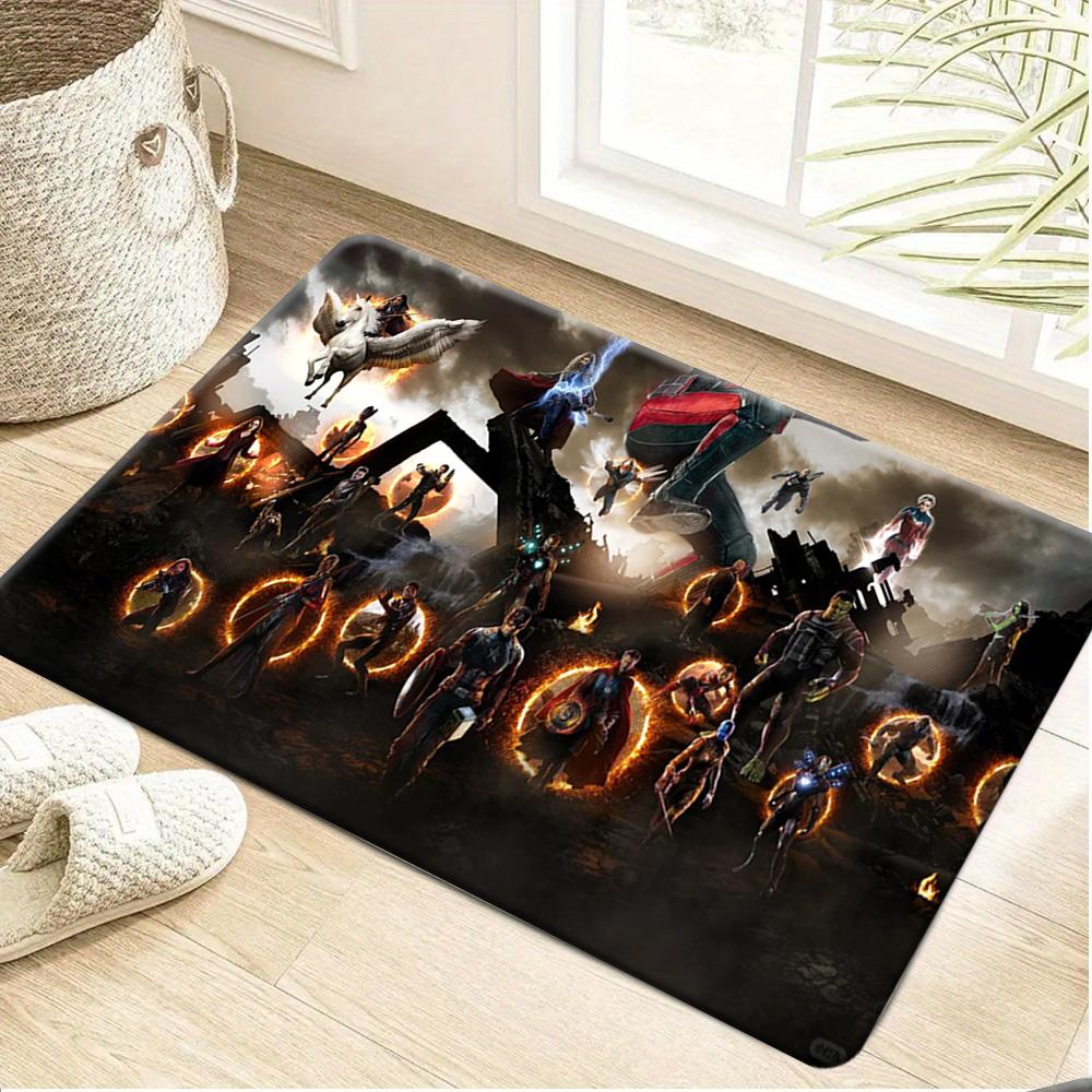 1pc Marvel Iron for Man Themed Printed Doormat, Flannel Machine-Washable Rectangular Rug, Decorative Door Mat, Kitchen Mat, Ou