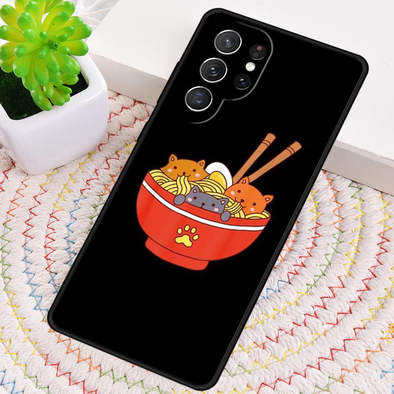 Ramen Katze Japanische Kunst TPU Handyhülle Für Samsung Galaxy note 10 pro S26 S25 S24 S23 S22 Ultra Plus S21 FE S20 Stoßfeste Hülle