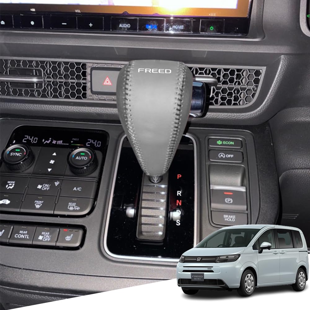 

Hearsheng Genuine Leather Shift Knob Cover for Honda New Freed GT8 2024 Custom Interior Protects Against Easy Design with Black GT1, GT3, GT2, GT5,