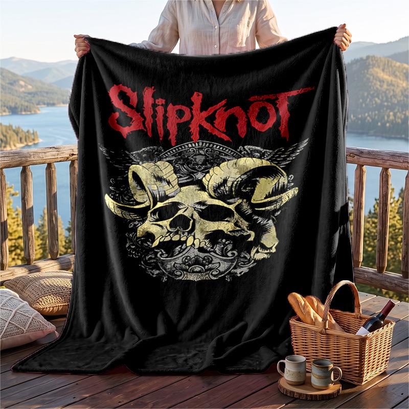 Warm Flannel Blanket Slipknot Pattern, Lightweight Comfortable Throw Blanket for Bed Sofa Use