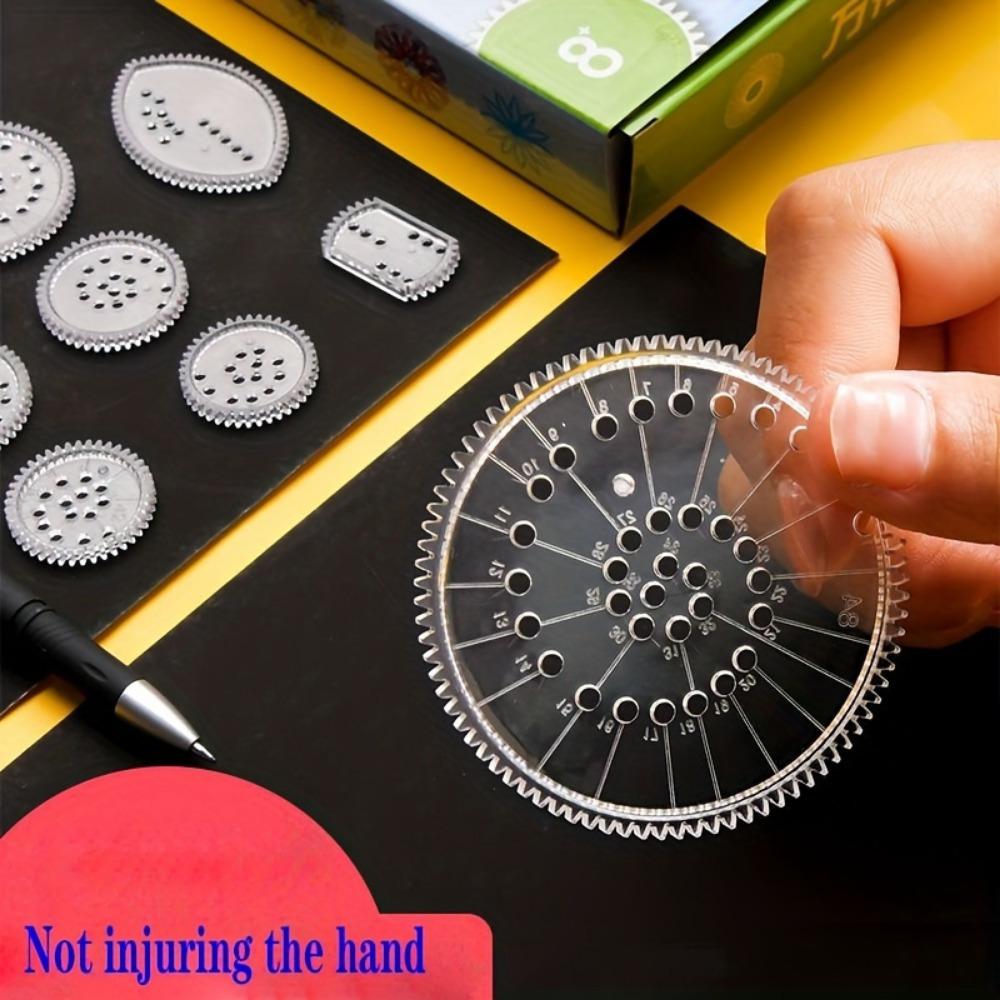 [Multifunktionelles Lineal] 22 Stück/Set Multifunktionelles Lineal | Transparente magische Schablone zur Erstellung atemberaubender Spiraldiagramme