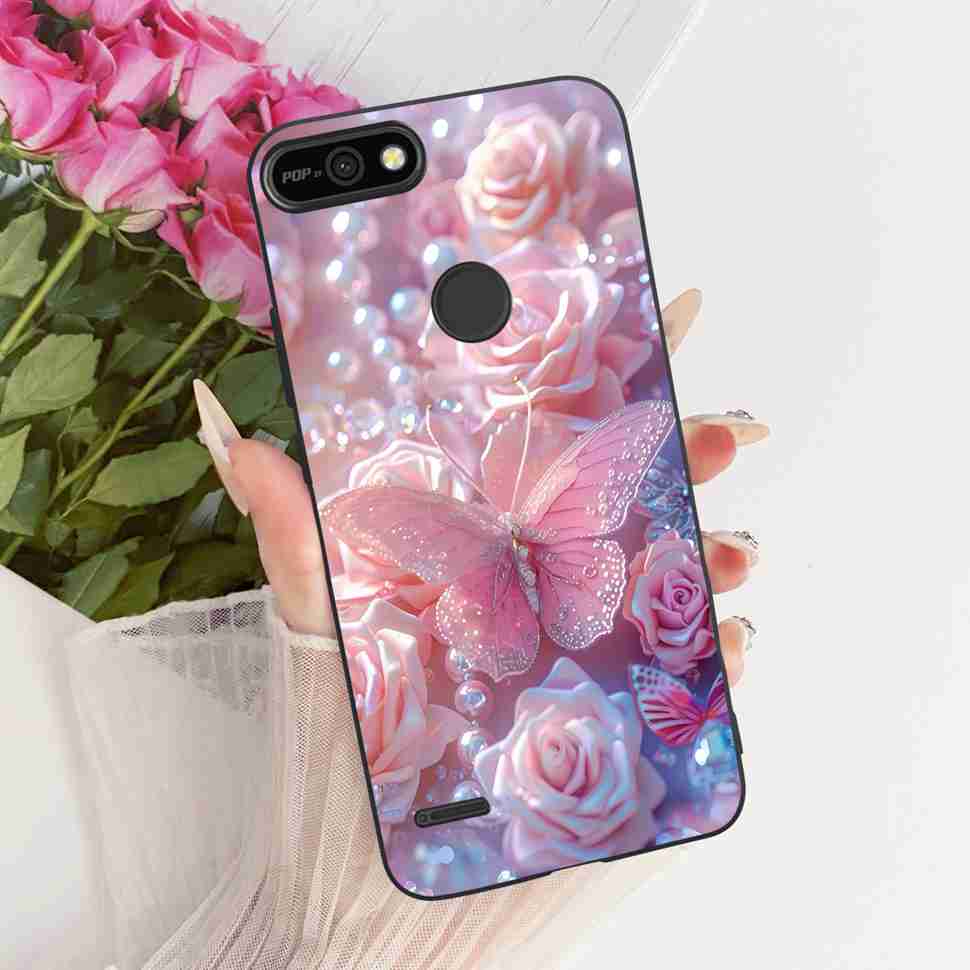 For Tecno Pop 2 F B1c Case Cartoon Lion Butterfly Silicone TPU Black Cover For Tecno Pop 2F POP 2F 5.45" Phone Cases Coque