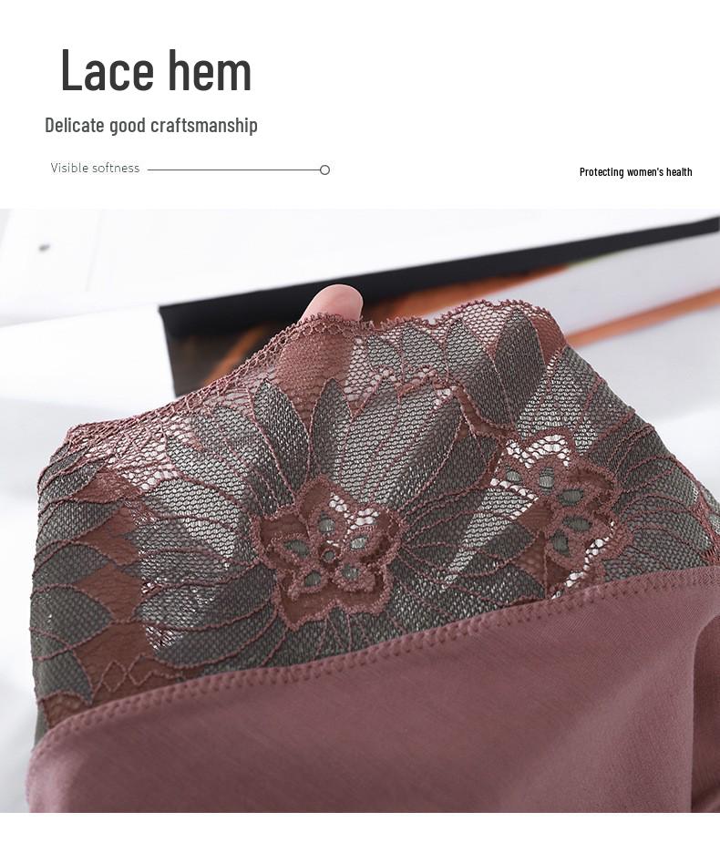 High-Quality Modal Women's Mid-Rise Lace Seamless Hip-Lifting Panties with Pure Cotton Crotch