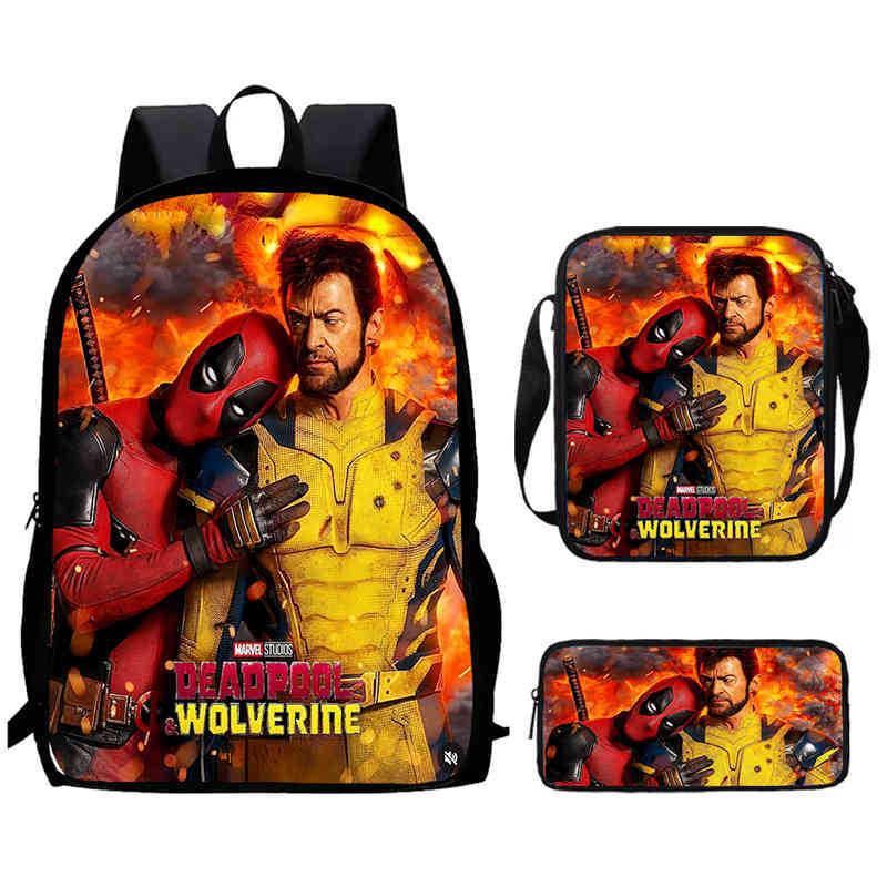 Mochila Escolar Infantil de Deadpool y Wolverine con Tejido Oxford Ligero para Estudiantes de Primaria