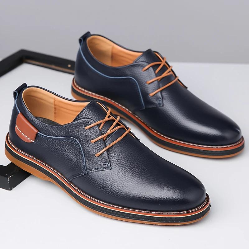 Casual Leather Fashionable Business Shoe Classic Office Walking Oxford Shoes Versatile Lace-Up Wedding Retro Flat Designer Shoes