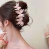 Pinza per Capelli a Forma di Farfalla con Fiori in Tessuto e Dettagli di Perline Pinza Grande per Capelli per Donne Ragazze Accessori per Capelli per Acconciature e Fissaggio dei Capelli