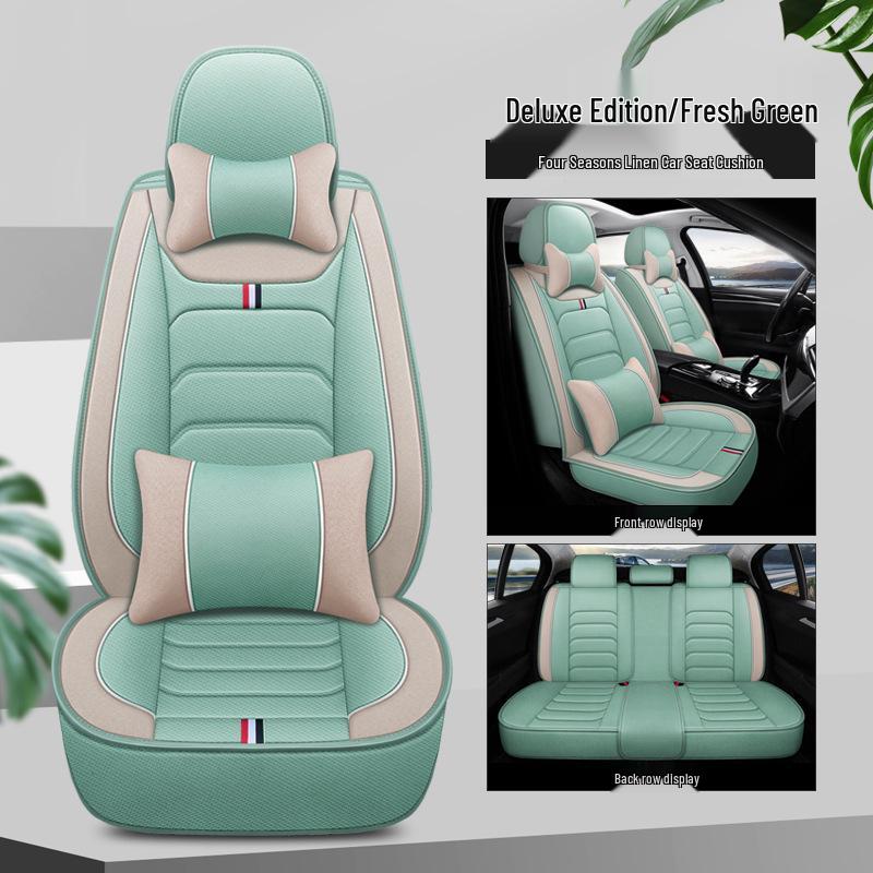 Linen Universal Car Seat Cover - Non-Slip, Full Wrap, All-Season Use