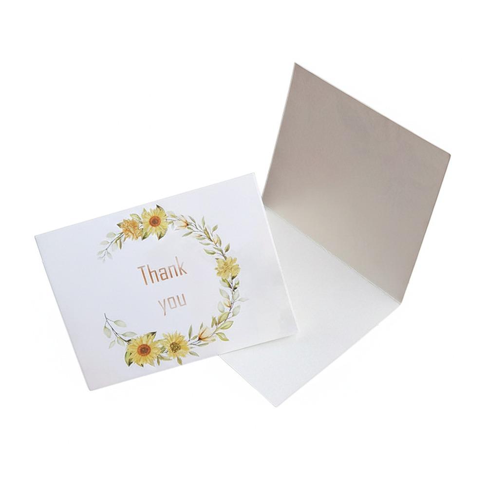 100PCS Multicolor Thank You Card Floral Pattern Package Decoration Gretting Cards Business Package I Love You Best Wishes Card
