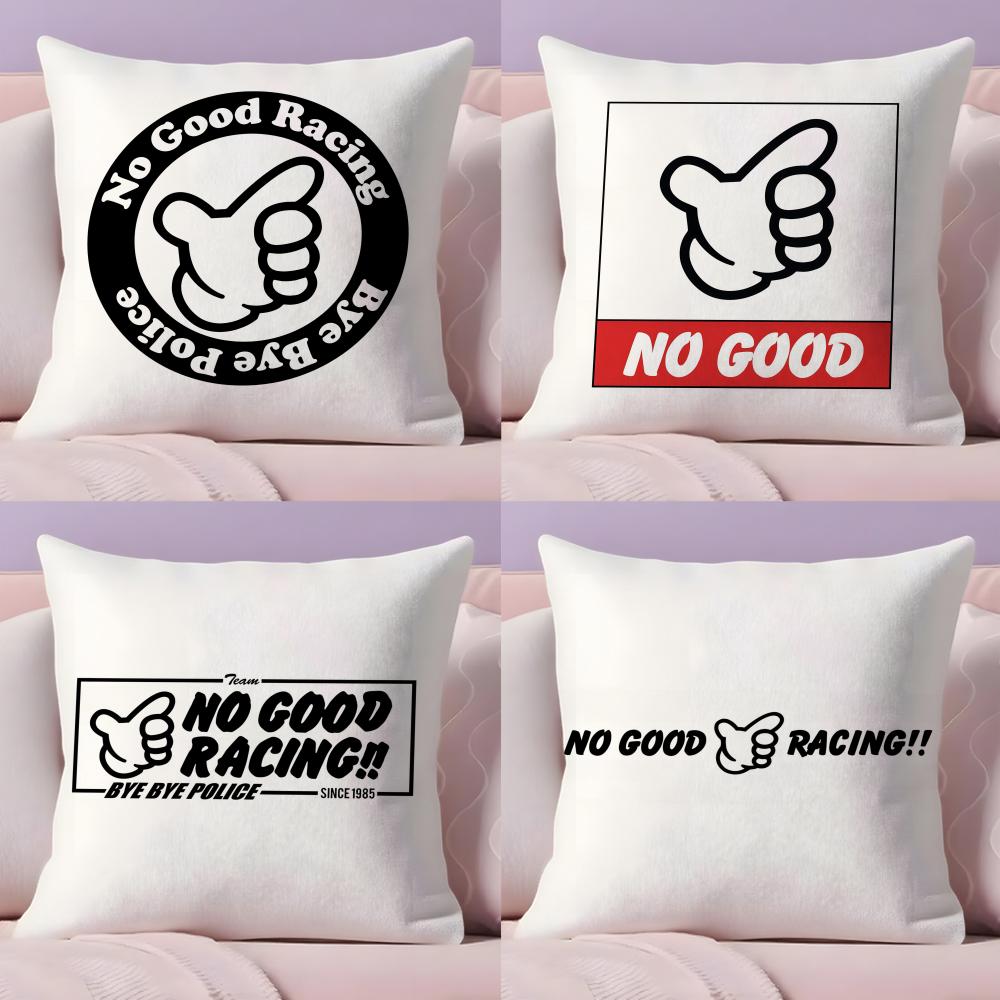 No Good Racing Cushion Cover Plush Fabric Soft Double-Sided Printed Invisible Zipper Sofa Pillow Case Home Decor