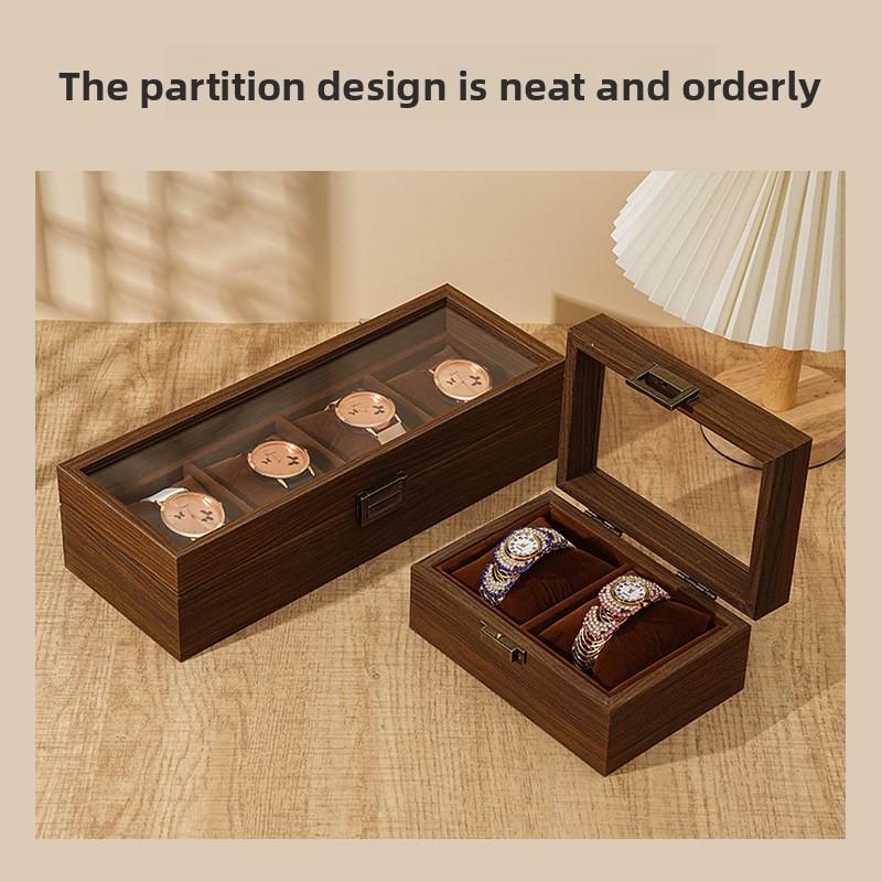 Retro Spot Wooden Watch Storage Display Box Black Walnut Collection Box Household 2-digit 4-digit Jewelry Storage Box