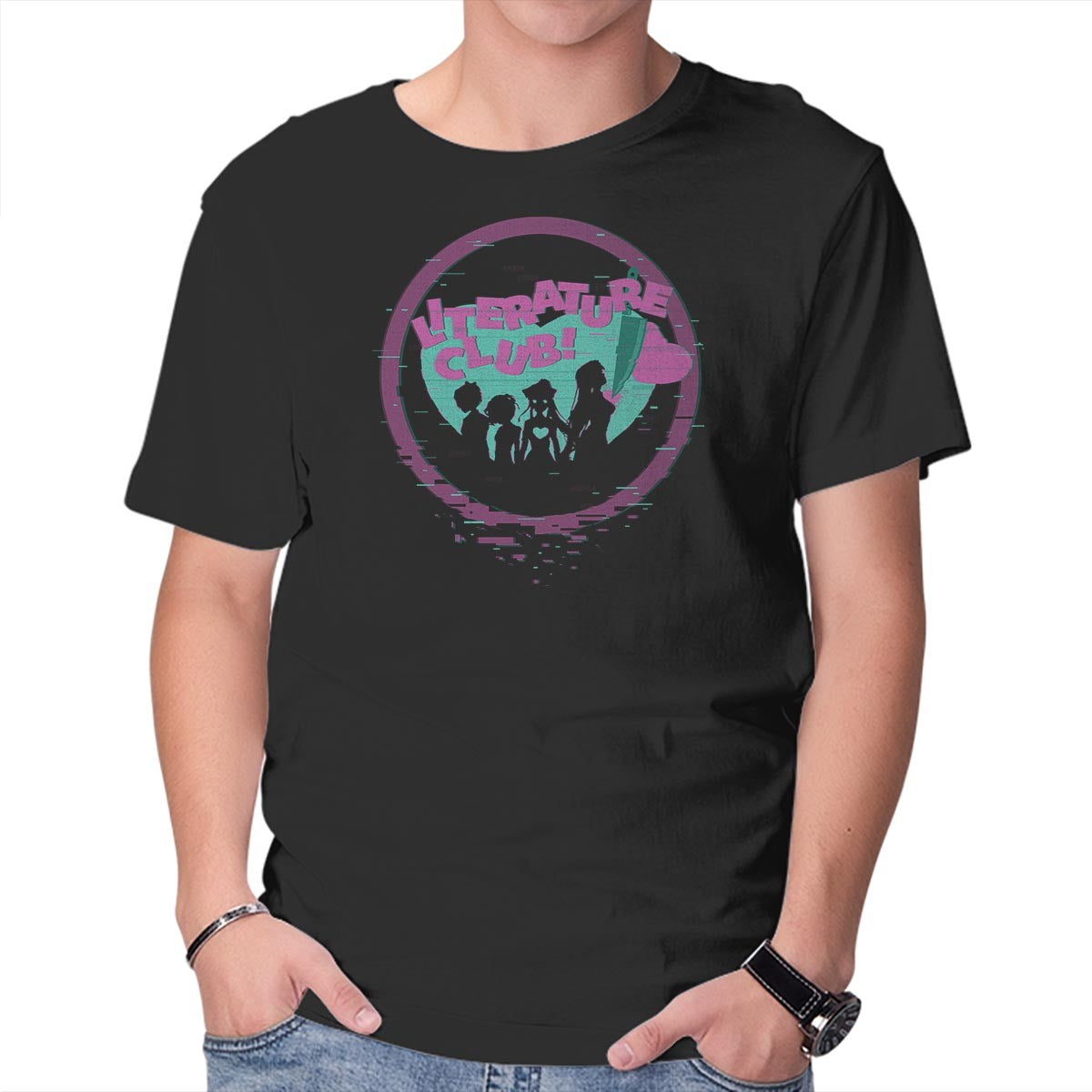 Unisex Crew Neck T-Shirt Literature Club Graphic Short Sleeve Casual Tee XXXXL