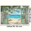 1pc, 2D flat, sea view window beach theme background - for photography background, home decoration, summer decoration, wsj