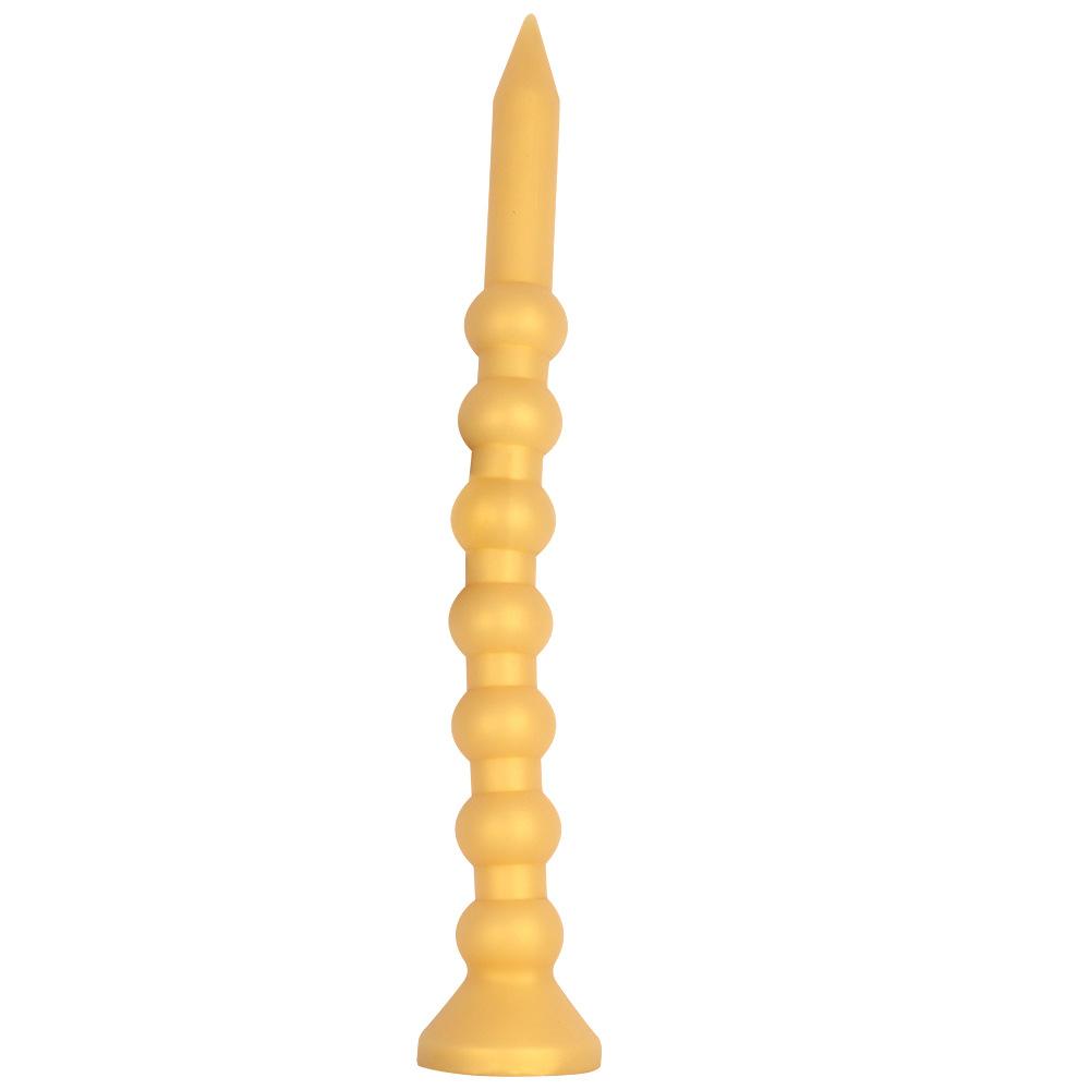 Soft Gold Silicone 7-Bead Anal Expander Dildo Anal Plug for Advanced Stimulation Fisting Masturbator BDSM