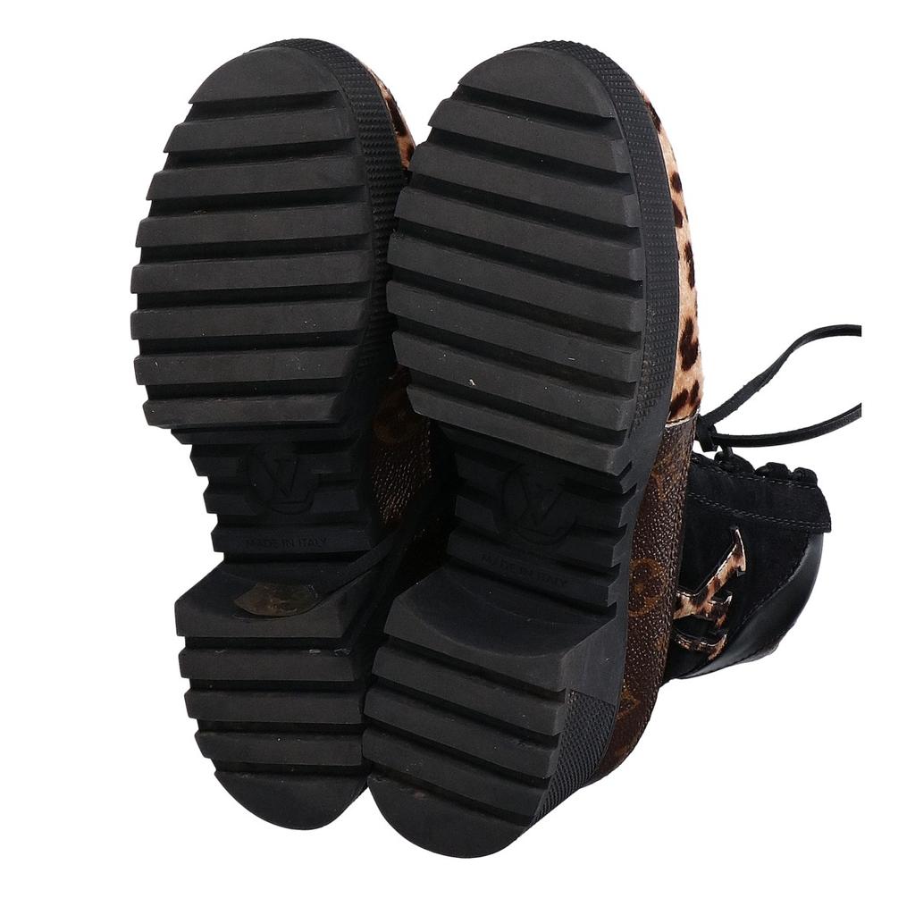 LOUIS VUITTON Monogram xhair calf lace-up boots shoes 38Used