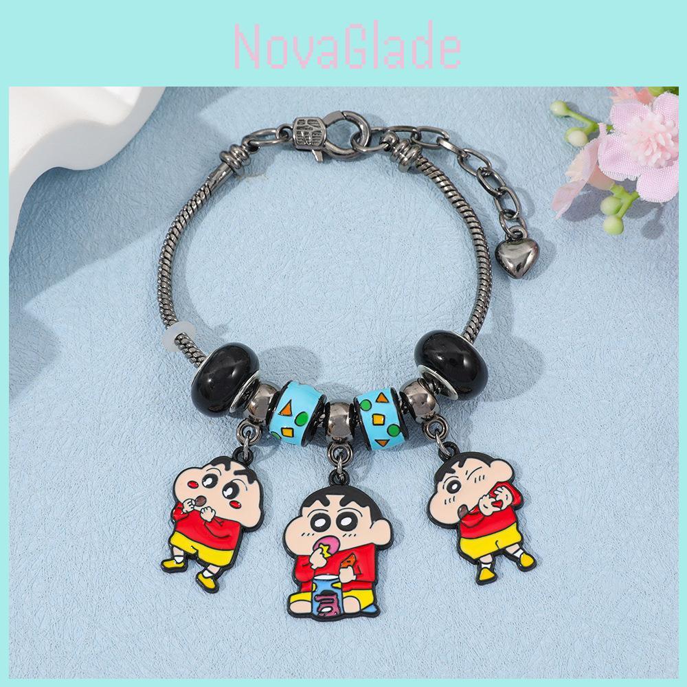 Crayon Shinchan Cartoon Charm Bracelet Zinc Alloy Beaded Jewelry For Kids And Adults