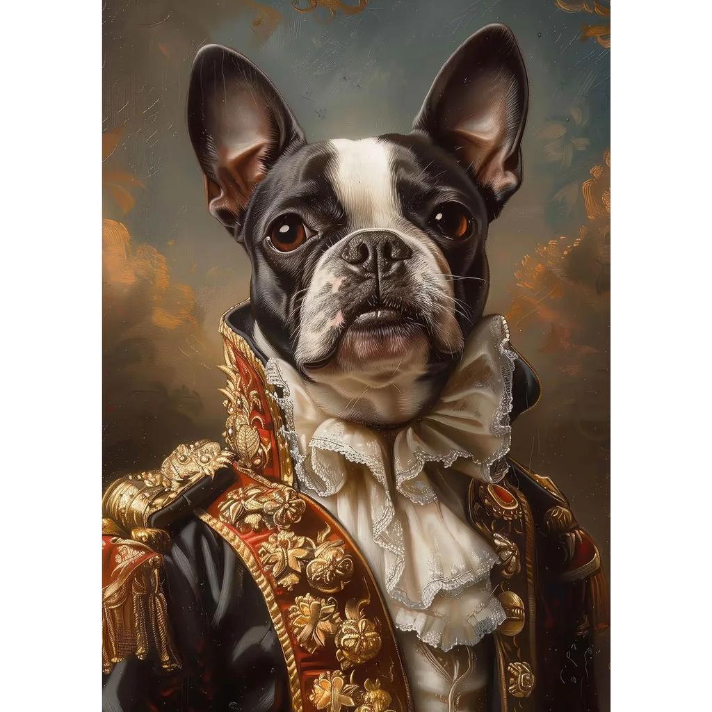 French Bulldog Chihuahua Poodle Dogs Royal Portrait Canvas Painting Print Art Posters Vintage Wall Art Mural for Home Decor