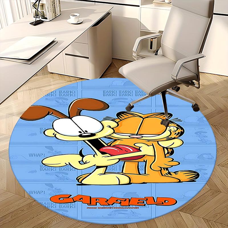 Garfield,Dog Chair mat Round Rug Office carpet, Machine Washable, Non slip, Suitable for Living Rooms, Bedrooms
